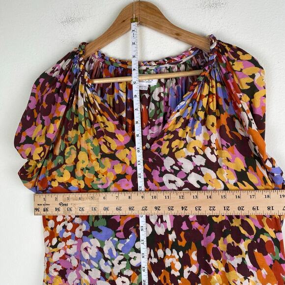 Velvet by Graham & Spencer Gracie Mini Dress Size Large Pink Yellow Burgundy - Picture 15 of 16